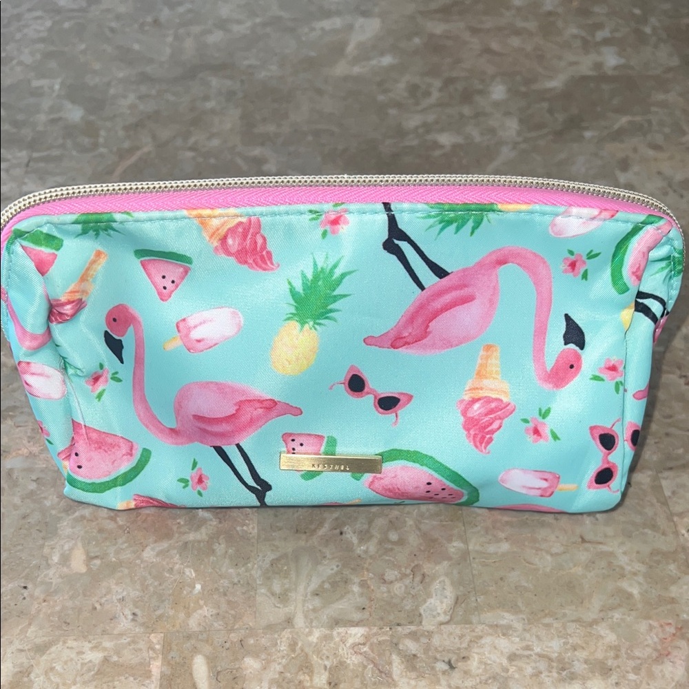 Kestrel Flamingo Print Cosmetic Bag